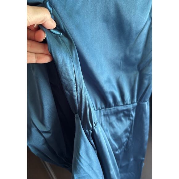 Grace Karin Women's Tied Front Long Sleeve Blue Midi Blouson‎ Dress Small NWT - Picture 6 of 9